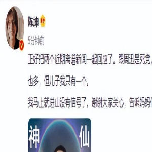 陈坤发文否认有两个新孩子 辟谣与周迅结婚