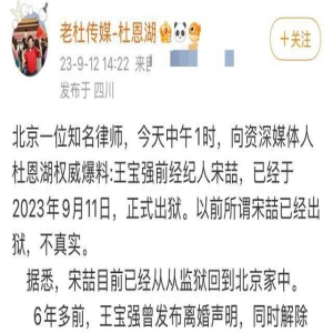 曝王宝强前经纪人宋喆已经出狱，目前待在老家，马蓉并未现身迎接