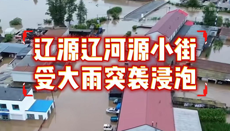 辽源辽河源小街受大雨突袭 大面积积水群众受灾严重